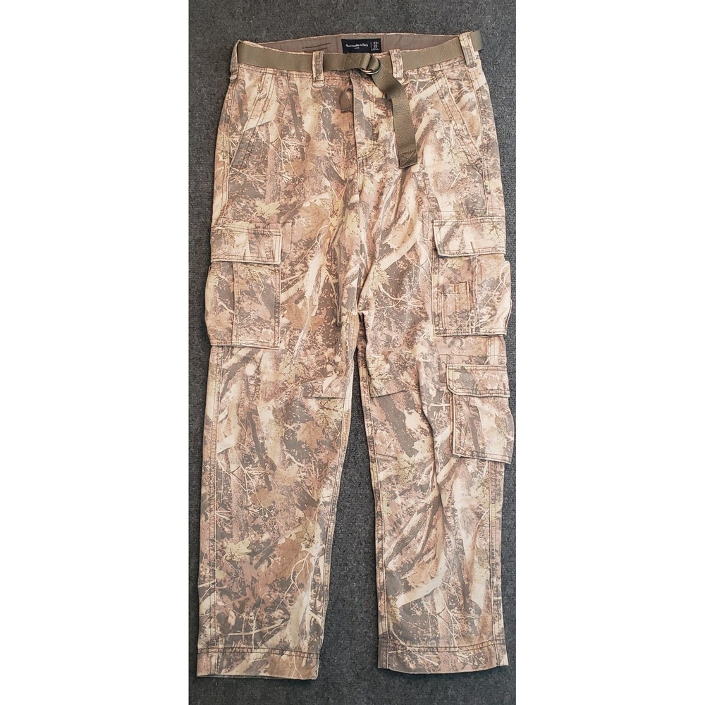 Abercrombie & Fitch Cargo Pants Camoflage Loose 33x29.5 (32x32tag) w/ Belt